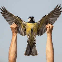 common bird with human muscular arms in place of wings, national geographic award winning photo