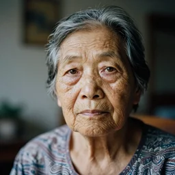 a close up portrait of a solitary old underweight lady is frozen, hyper realistic photo, full colour, kodak porta 4 0 0, shallow depth of field, upscale, 8 k, masterpiece,