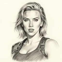 scarlett johansson as one punchman, manga pencil sketch