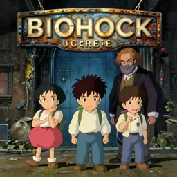 bioshock, cute boys, in the style of studio ghibli, j. c. leyendecker, greg rutkowski, artgerm