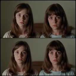 7 0 s film still from a horror movie featuring adult conjoined twins, kodachrome, cinecolor, cinestill, photorealism, cinematic, film grain, film texture, vhs recording