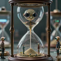 A24 cinematography, intricately detailed tiny humanoid inside an hourglass in the style of Emiliano Ponzi and  Chris Ware, futuristic 1990s contemporary art, sci-fi,eye glass, inside view, humanoid pov, intricate artwork by Tooth Wu and wlop and beeple, octane render, trending on artstation, greg rutkowski very coherent symmetrical artwork, depth field, unreal engine, cinematic, hyper realism, high detail, octane render, 8k
