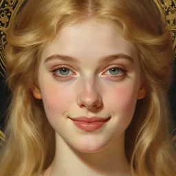 beautiful feminine face!! portrait of young wife blessed by god with ever - increasing physical mental perfection, blonde, symmetrical! intricate, sensual features, highly detailed, divine holy perfection!! smile, digital painting, artstation, concept art, smooth, sharp focus, illustration, art by artgerm and greg rutkowski and alphonse mucha