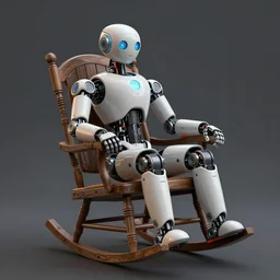 a portrait of a humanoid robot on a rocking chair, futuristic, digital art, matte painting, trending on artstation and unreal engine, in the style of rayman origins, michael ancel, ruan jia and mandy jurgens and greg rutkowski
