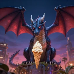 dragon, artwork, ciberpunk, tower, clock, night, digital art, realistic, 8 k, hd, disney, ice cream, sad