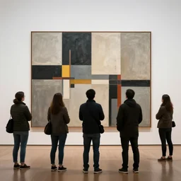 people in an art gallery, looking at people in an art gallery, looking at people in an art gallery looking at people in an art gallery looking at people in an art gallery looking at people in an art gallery looking at people in an art gallery, 3 5 mm lens, brutalist abstract w 1 0 2 4 h 7 6 8,