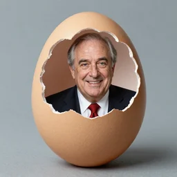 Rudy Giuliani in an egg shell photographed by Anne Geddes