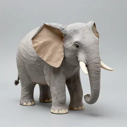 elephant in paper mache, realistic