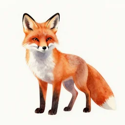 fox, watercolor, psychedelic