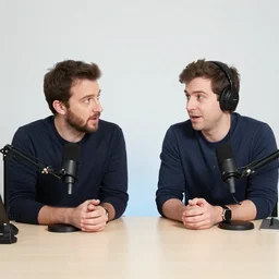 Lex Fridman and Linus tech tips talking in a podcast