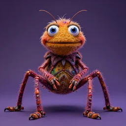 a high quality photo of a strange insectoid muppet god with furry fuzzy body and many segmented legs and hypnotic eyes, absurdist fantasy, sharp focus, vibrant, vivid, symmetry, highly detailed, cinematic, intricate lines, concept art by giger, lisa frank, beksinski, emil melmoth