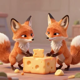 foxes judging a cheese competition, furry, cute, disney style, artstation, detailed, award winning, dramatic lighting, cheese, fox, cheese competition, cheese contest, soft lighting, funny
