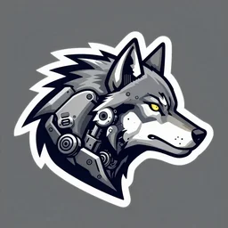 a wolf sideview artistic mechanical gaming logo robotic ai