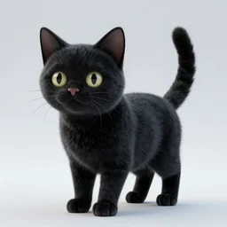 a clean 3D render of a black cat, 8k, octane render