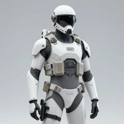 art of a futuristic soldier wearing a white colored futuristic tactical gear by rembrandt.