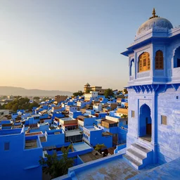 a gigapixel photo of the blue city of jodhpur, hyperdetailed, beautiful, incredible, cinematic lighting, sunrise