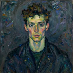 a portrait of a strange young man, inspired by egon schiele, impressionism