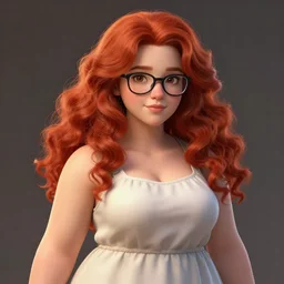 highly detailed, digital art, pixiv fanbox, trending on artstation, ray tracing, volumetric lighting, sharp focus, hq, fallout 4 style character, a portrait of a cute sexy redhead girl with chubby body and with soft curl long hair and glasses, wearing a sundress, by artgerm, wlop, greg rutkowski, miyazaki hayao