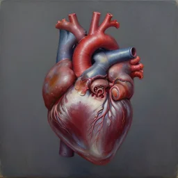 Human heart, hyper-realistic oil painting, Body horror, biopunk, by Peter Gric, Marco Mazzoni