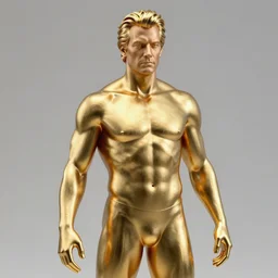 sculpture of ron perlman made of liquid gold, photo, medium shot, high quality, 4 k,