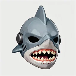 biopunk shark mask link from fallout : new vegas, portrait illustration, pop art, splash painting, art by geof darrow, ashley wood, alphonse mucha, makoto shinkai, square dimension,