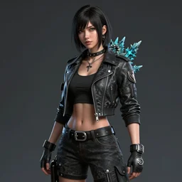 a female humanoid godzilla dressed like a biker trending on artstation deviantart pinterest detailed realistic high resolution hd 8 k