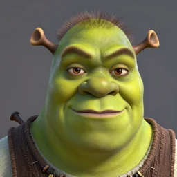 portrait of shrek with short thick hair, with thick hair with very thick short hair realistic hyperrealistic 4 k resolution 8 k resolution highly detailed very detailed extremely detailed hd quality detailed face very detailed face extremely detailed face trending on artstation