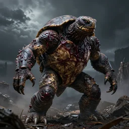 humanoid turtle monster, grimdark, gruesome
