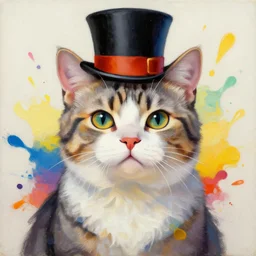 magician cat portrait an oil painting splashes with many colors and shapes by gustav klimt greg rutkowski and alphonse mucha, polycount, generative art, psychedelic, fractalism, glitch art