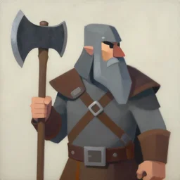 portrait painting of a fantasy dwarf fighter with a huge iron axe, medium shot, asymmetrical, profile picture, organic painting, sunny day, matte painting, bold shapes, hard edges, street art, trending on artstation, y greg irons, dave sutherland