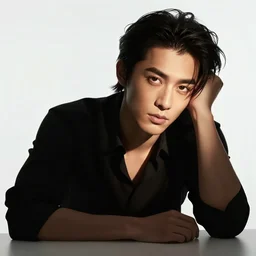 A man on the table, white background