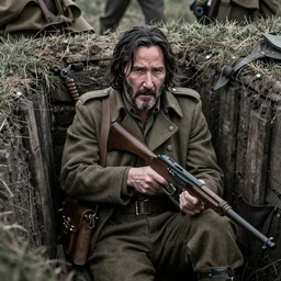 Keanu Reeves in a World War 1 trench