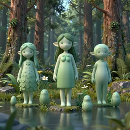 forest spirits by Aya Takano as 3d octane render, raytrace, reflections