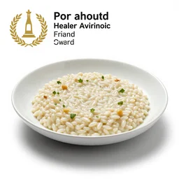 porcelain risotto, commercial catalog photo, isolated on a pure white background, centered, entire object in frame, sharp focus, soft studio lighting