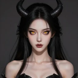 female succubus with black hair and amber eyes bust portrait, dnd, fantasy, intricate, elegant, highly detailed, digital painting, artstation, concept art, smooth, sharp focus, illustration, art narcisse navarre