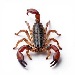 adorable scorpion, high detail photograph, full body, isolated on a pure white background, centered, entire subject in frame, sharp focus, soft studio lighting