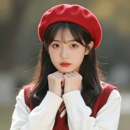 pretty girl with red beret