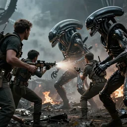 film still, soldiers fighting monsters, from alien 2 ( 1 9 8 6 )