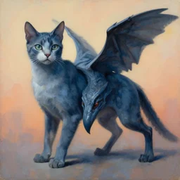 painting of hybrid cat!! and ( ( ( ( raptor ) ) ) ) fused together, intercrossed animal, by zdzislaw beksinski, by lewis jones, by mattias adolfsson, cold hue's, warm tone gradient background, concept art, digital painting