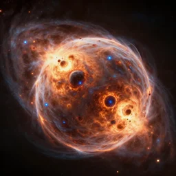 a fuzzy ball of radioactive plasma burning across the universe at faster than light speeds, leaving a wake of exotic particles