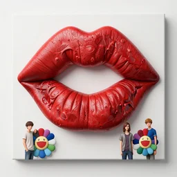 the red kiss by takashi murakami, greg hildebrandt, jeffrey smith and zdzisław beksiński, 3d render, octane render, intricately detailed artwork, full 8k high quality resolution, recently just found unknown masterpiece