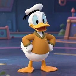 Donald Duck as a Star Trek Voyager cast member. highly detailed, 4k, CGI, Photoreal, frame from the tv show.