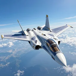 An awe inspiring flight shot of a VF25 Messiah in Jet Mode soaring through the air on a sunny day with a clear blue sky, Macross Franchise, Macross Frontier, VF-25S Messiah, Valkyrie Mecha, Valkyrie Fighter Jet, sci-fi anime, 3D CGI, mecha anime, Shoji Kawamori