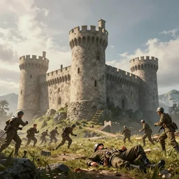 ( as the towers got taken and the castle is fled, a fallen solder rises to ambush those who claimed the rushed victory. the blood enriched by iron, penetrated and scorched, one must withhold he celebrated his doom. ), highly conceptual figurative art, intricate detailed illustration, controversial poster art