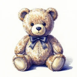 ballpoint pen drawing of a teddy bear