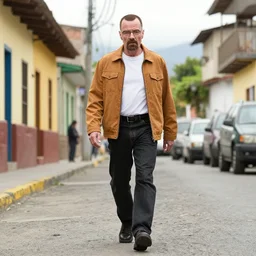 heisenberg from breaking bad walking on a colombian street
