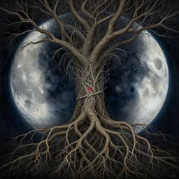 from roots to the moons, beautiful intricate painting by jacek yerka, stalenhag, artstation, 4 k