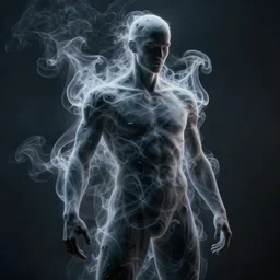 man - shaped swirling smoke, octane render, dramatic lighting, cinematic