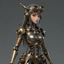 Beautiful steampunk mechanical girl, detailed digital art