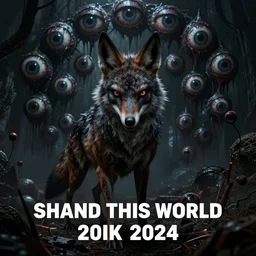 hd screenshot of a creepy mythical jackal in a horror game, dark, many eyes, award - winning